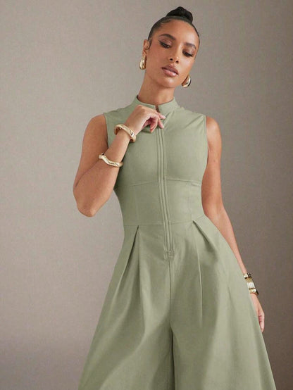 Summer Dresses For WomenHauture Extreme Wide Leg Zip Front Sleeveless Jumpsuitdresses For Women