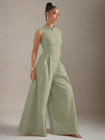 Summer Dresses For WomenHauture Extreme Wide Leg Zip Front Sleeveless Jumpsuitdresses For Women