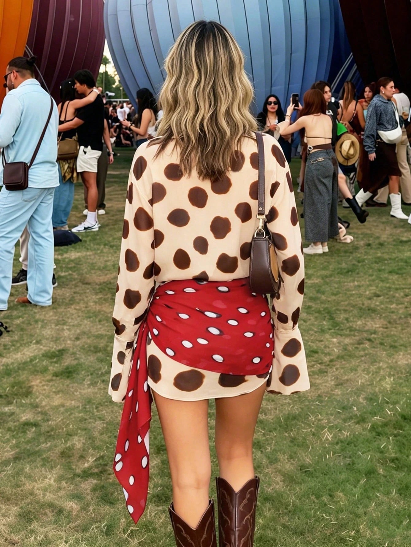 Summer Dresses For WomenSummer New Women's All-Match Dress, Fashionable And Casual Polka Dot Print Lapel Flared Long Sleeve Spliced Bdresses For Wome