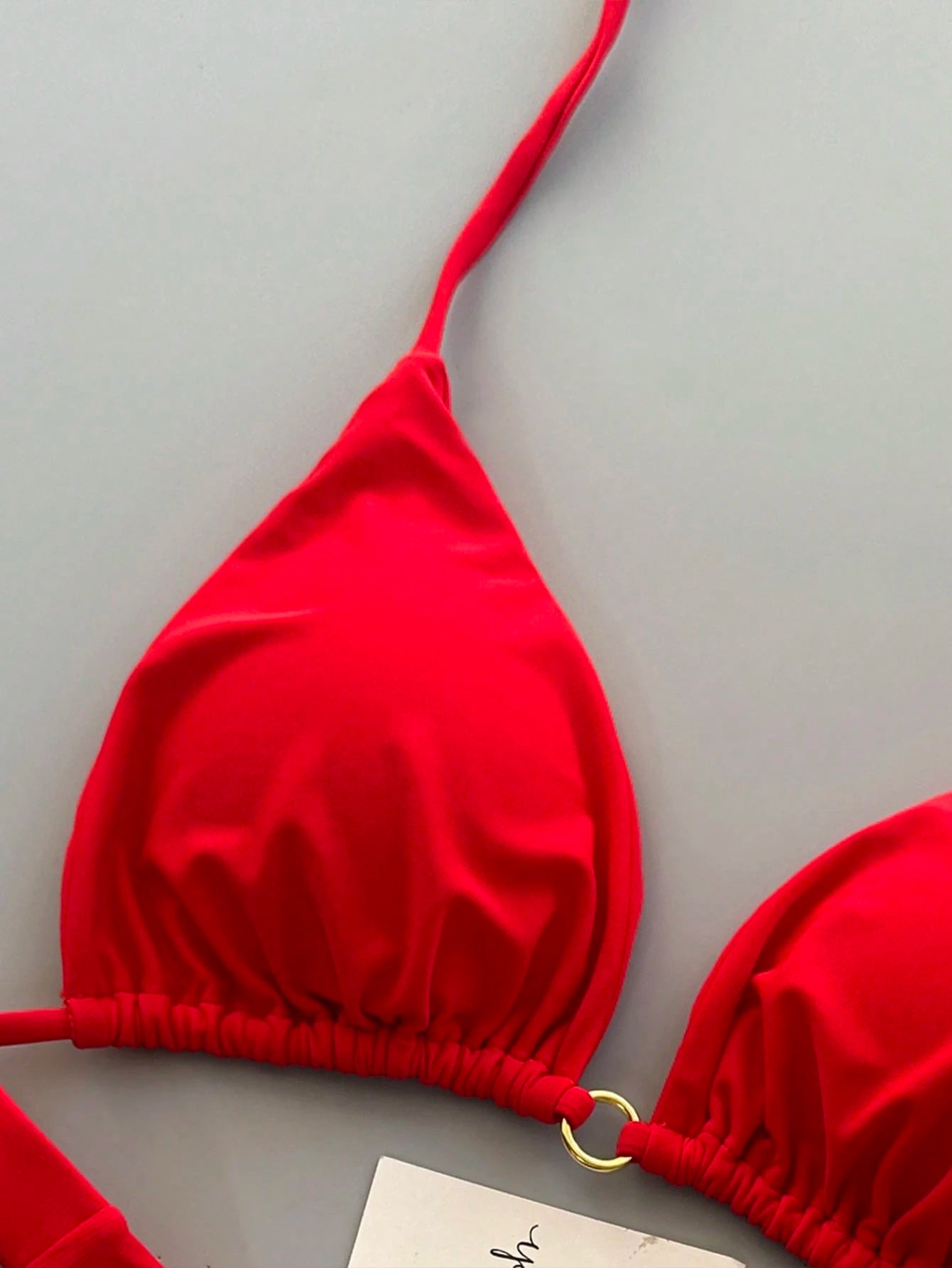 Summer Vacation Beach Solid Color Bikini Set Red, High Waisted