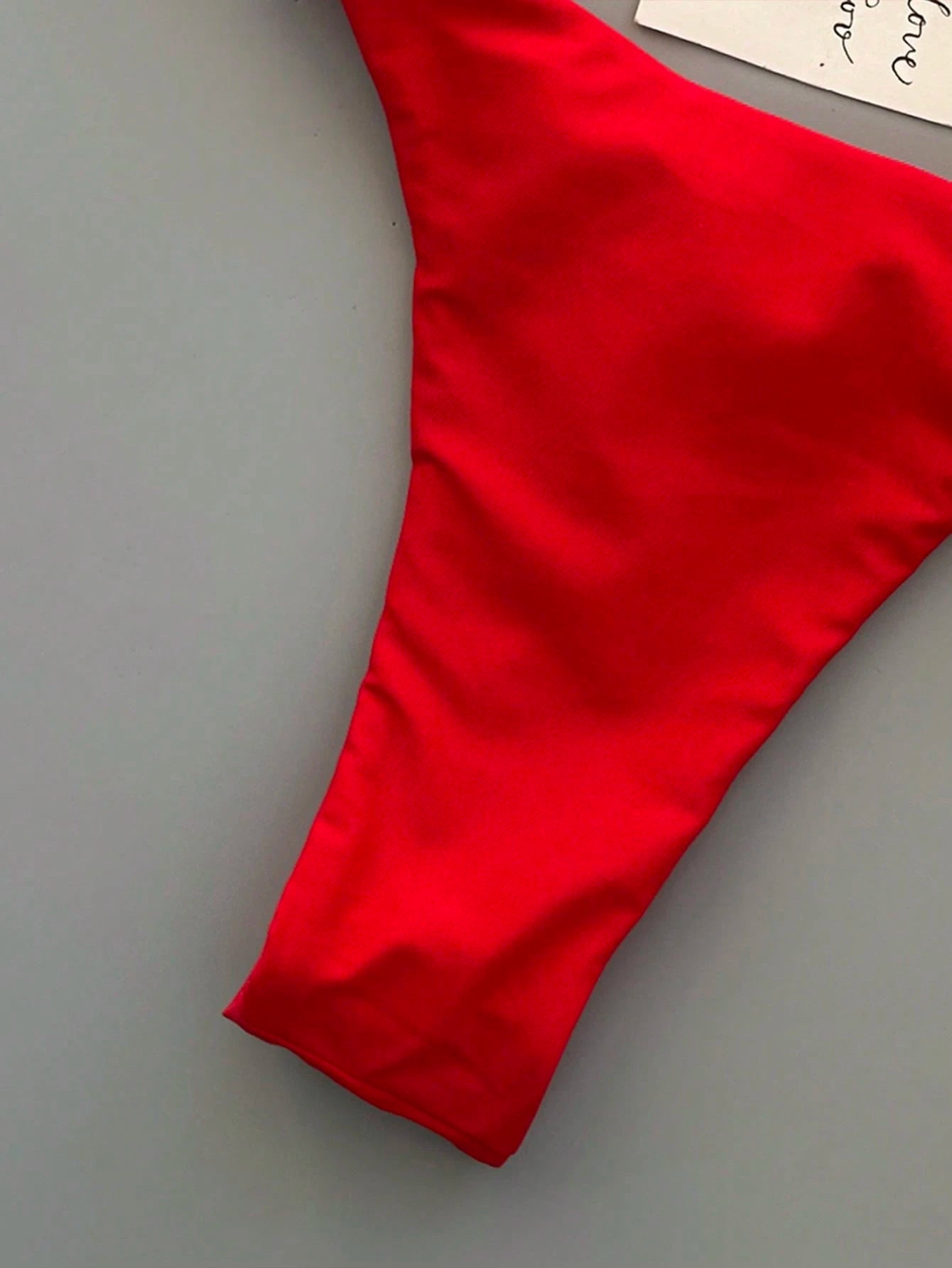 Summer Vacation Beach Solid Color Bikini Set Red, High Waisted