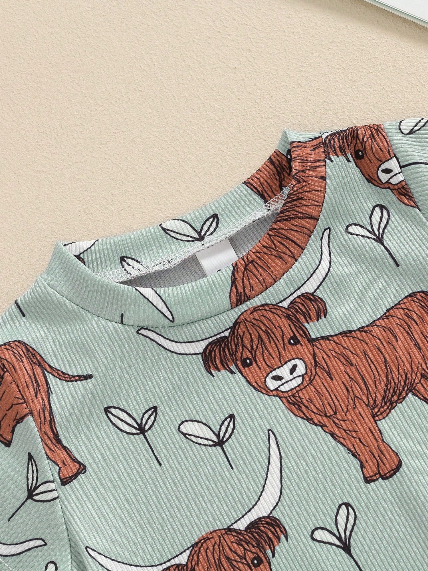 Summer Western Baby Clothes Highland Cow Print Jumpsuit Short Sleeve One Piece Bodysuit Country Baby Outfit