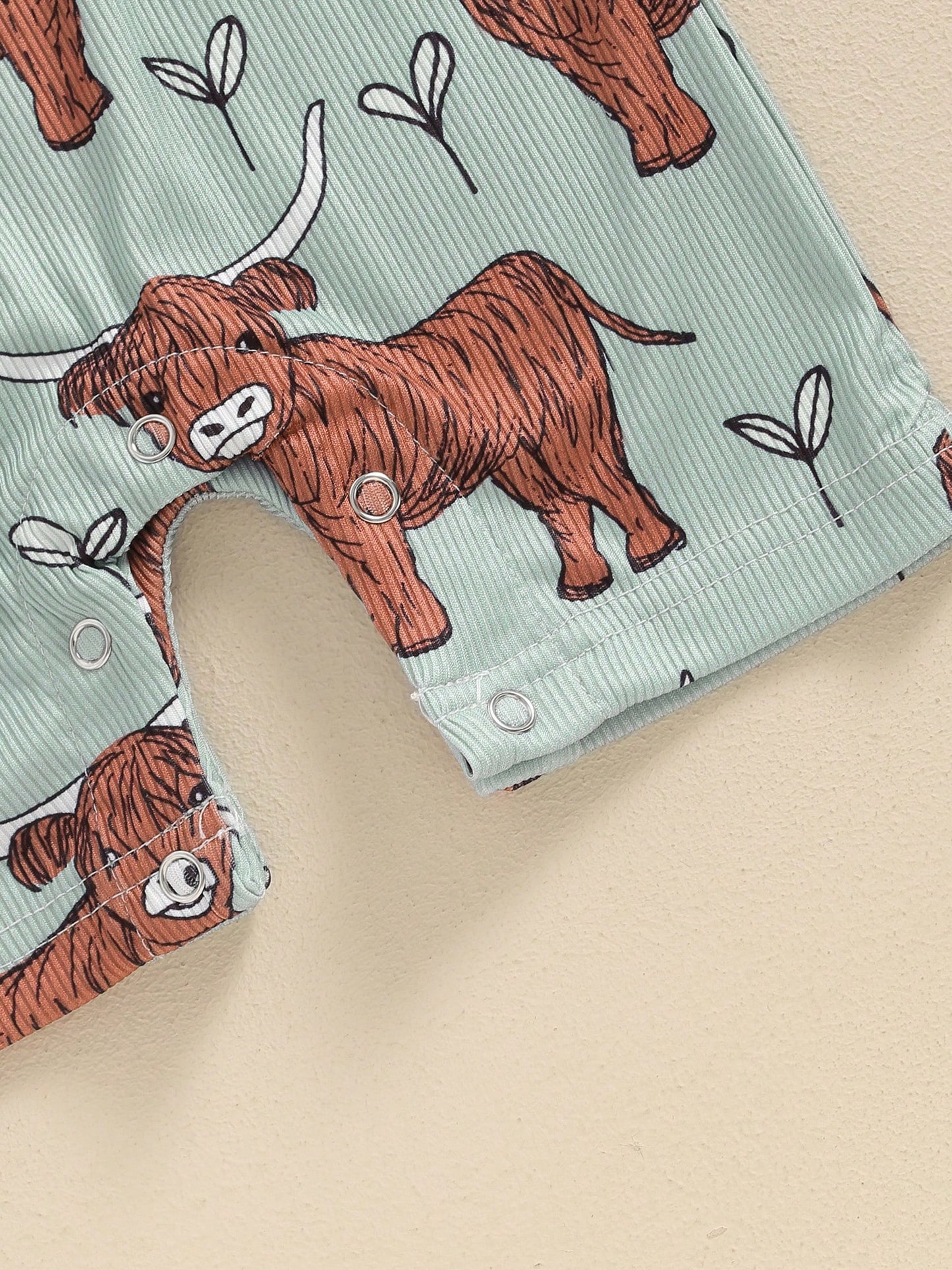 Summer Western Baby Clothes Highland Cow Print Jumpsuit Short Sleeve One Piece Bodysuit Country Baby Outfit