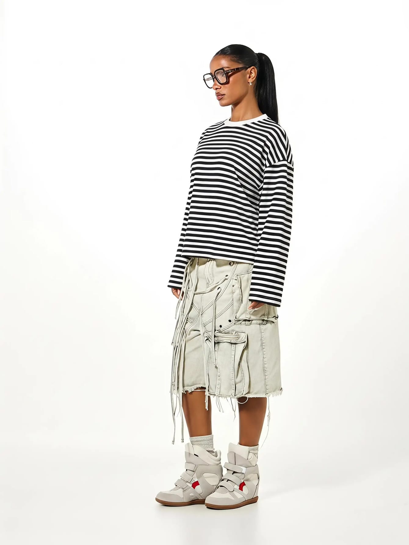 SUMWON Plus Size Long Sleeve Striped Crew Neck Oversized T-Shirt Top Casual Everyday Layering Tee Fall Winter