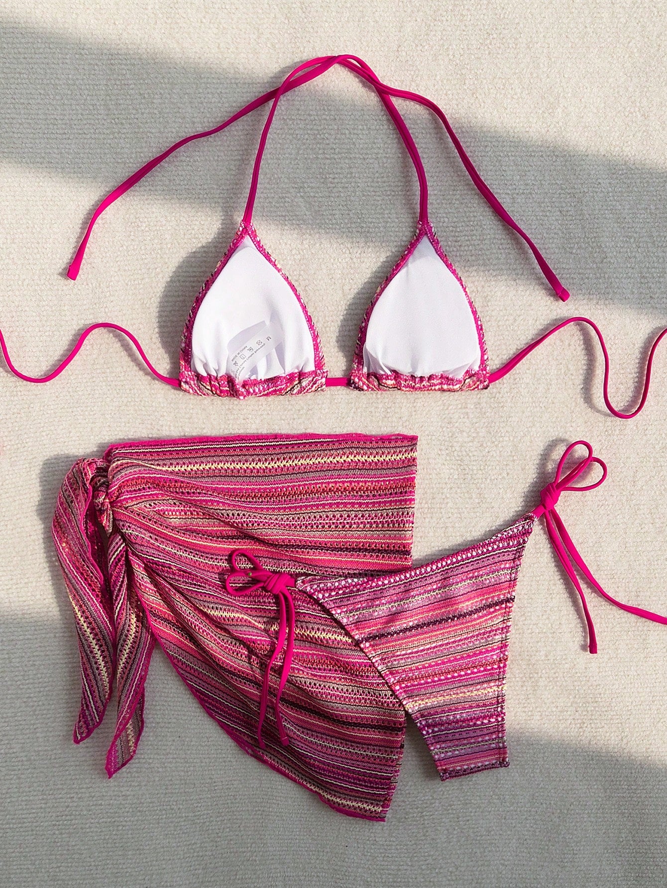 Sunnyshic Summer Beach Women's Bohemian Style Vacation Bikini Set, 3pcs, Resort Wear