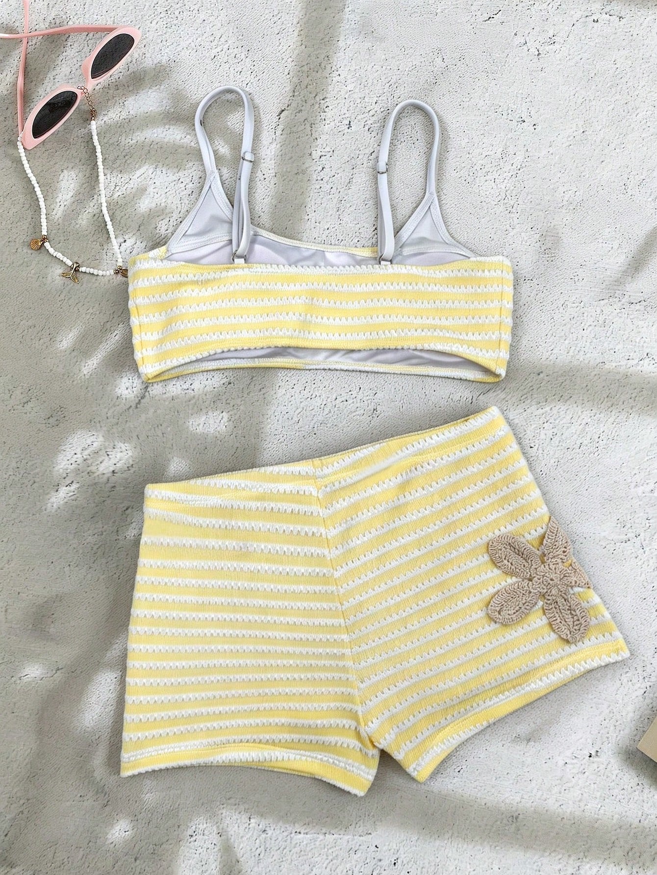 Sunnyshic Women's Jacquard Fabric Halter Bikini Set, Spring/Summer