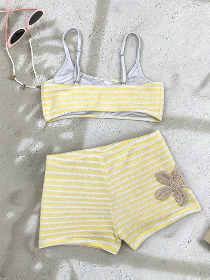 Sunnyshic Women's Jacquard Fabric Halter Bikini Set, Spring/Summer