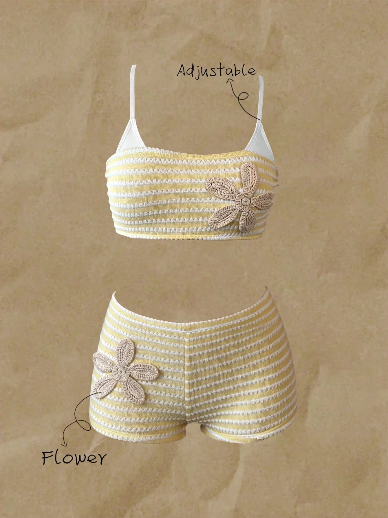 Sunnyshic Women's Jacquard Fabric Halter Bikini Set, Spring/Summer