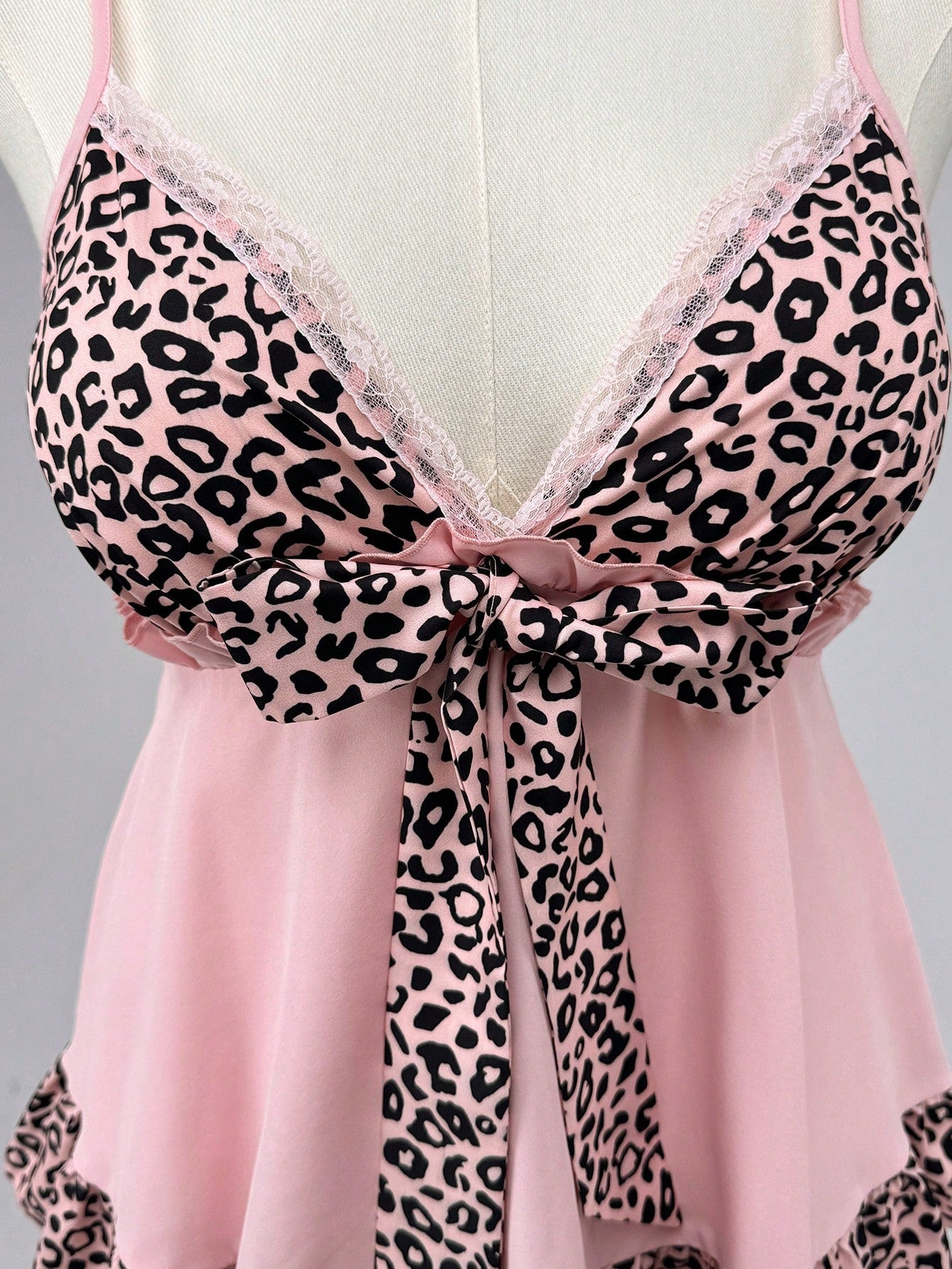 Sunspun Plus Size Spring/Summer Pink Leopard Print Patchwork Vacation Camisole Tank Top