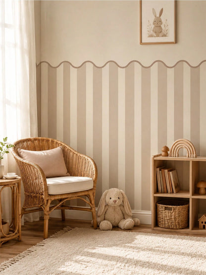 SUPSTICKER 1pc Colorful Wavy Striped Half Wall Sticker, Waterproof Removable PVC Self-Adhesive Wallpaper, Suitable For Nursery And Bedroom, 11.72*35.43/47.24inch
