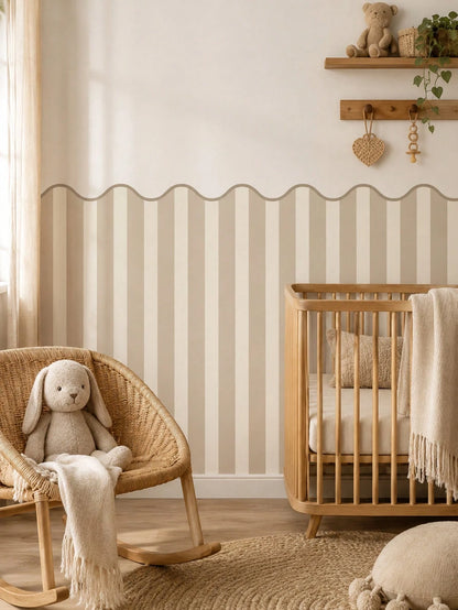 SUPSTICKER 1pc Colorful Wavy Striped Half Wall Sticker, Waterproof Removable PVC Self-Adhesive Wallpaper, Suitable For Nursery And Bedroom, 11.72*35.43/47.24inch