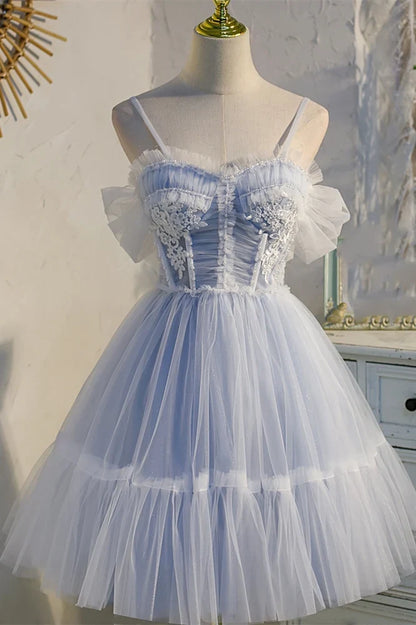 Sweet Light Blue A-line Short Party Dress Homecoming Dress , AST1184