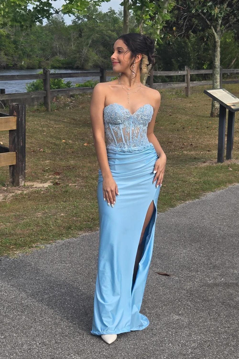 Sweetheart Black Appliques Mermaid Long Dress