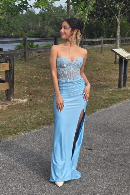 Sweetheart Black Appliques Mermaid Long Dress
