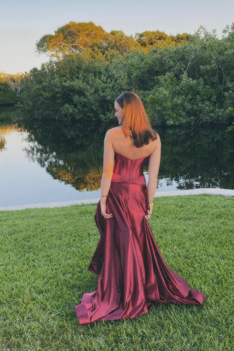 Sweetheart Burgundy Keyhole A-lin Long Prom Dress