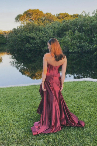 Sweetheart Burgundy Keyhole A-lin Long Prom Dress
