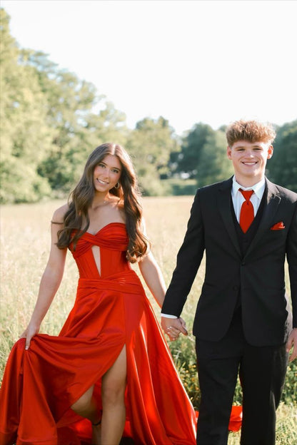 Sweetheart Burgundy Keyhole A-lin Long Prom Dress