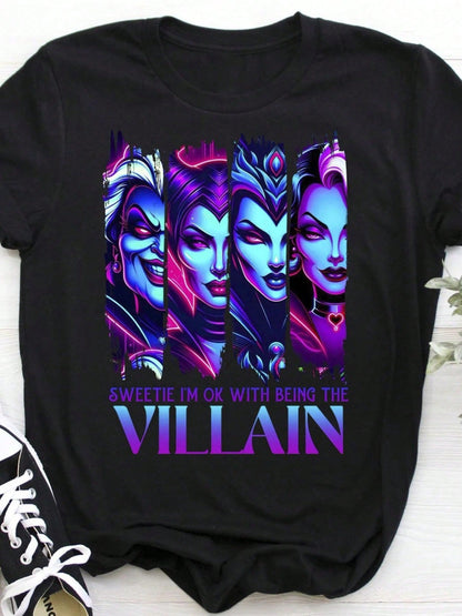 Sweetheart I Don't Mind Being The Villain Graphic T-Shirt- Fashionable Round Neck T-Shirt With Eye-Catching Design, Soft And Comfortable Fabric- Ide