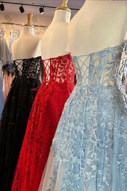 Sweetheart Lace A-line Long Prom Dress