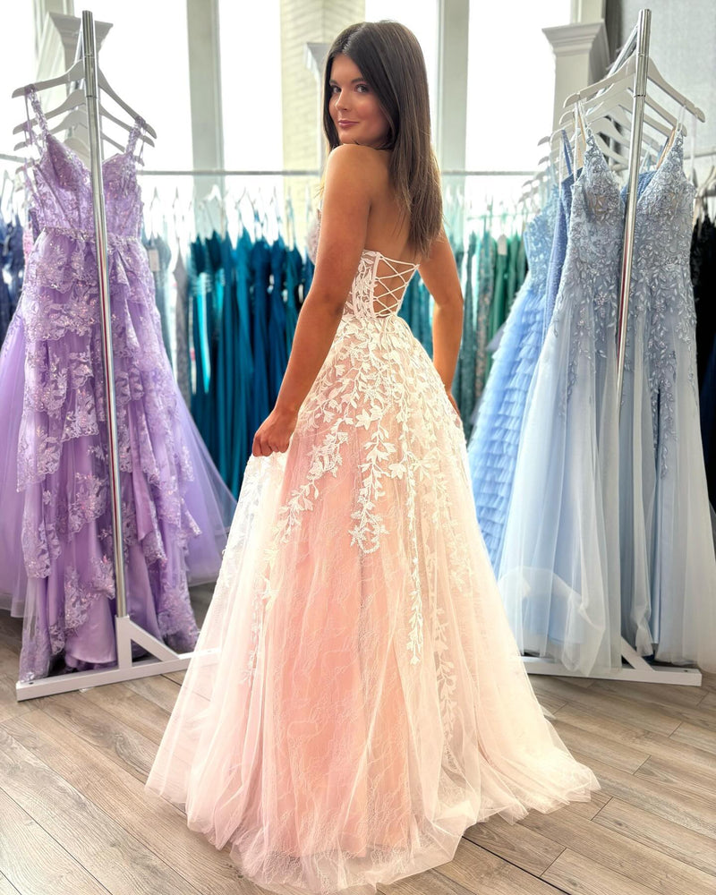Sweetheart Lace A-line Long Prom Dress
