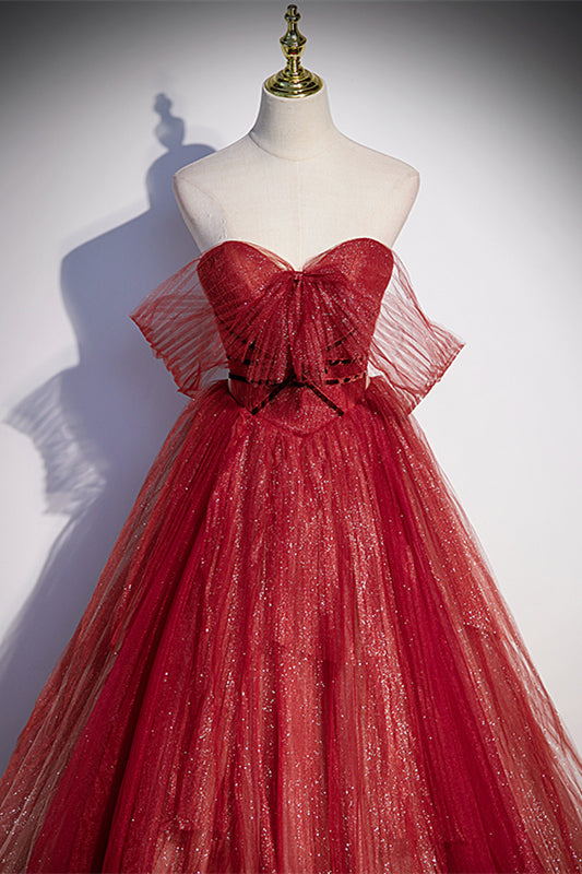 Sweetheart Wine Red A-line Formal Dress