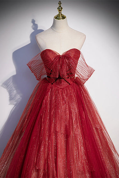 Sweetheart Wine Red A-line Formal Dress