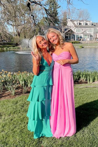 Sweetheart Yellow Chiffon Keyhole Long Formal Dress