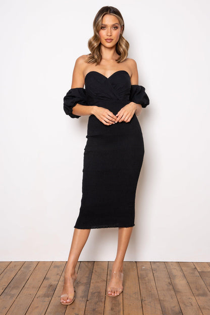 Sweetie Midi Dress - Black - JAUS