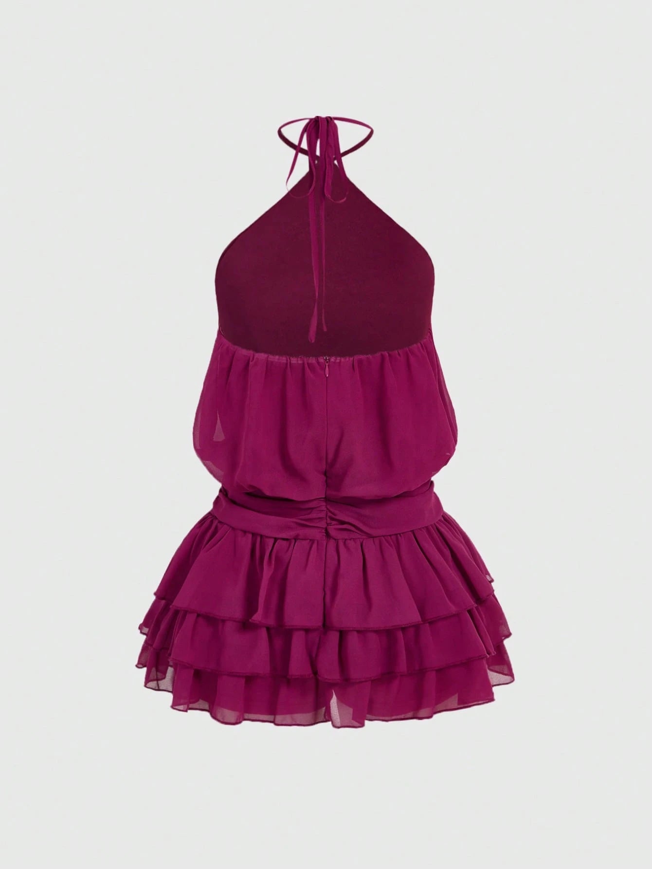 Sweetness Sexy Halter Backless Multi-Tier Hem Mini Dress