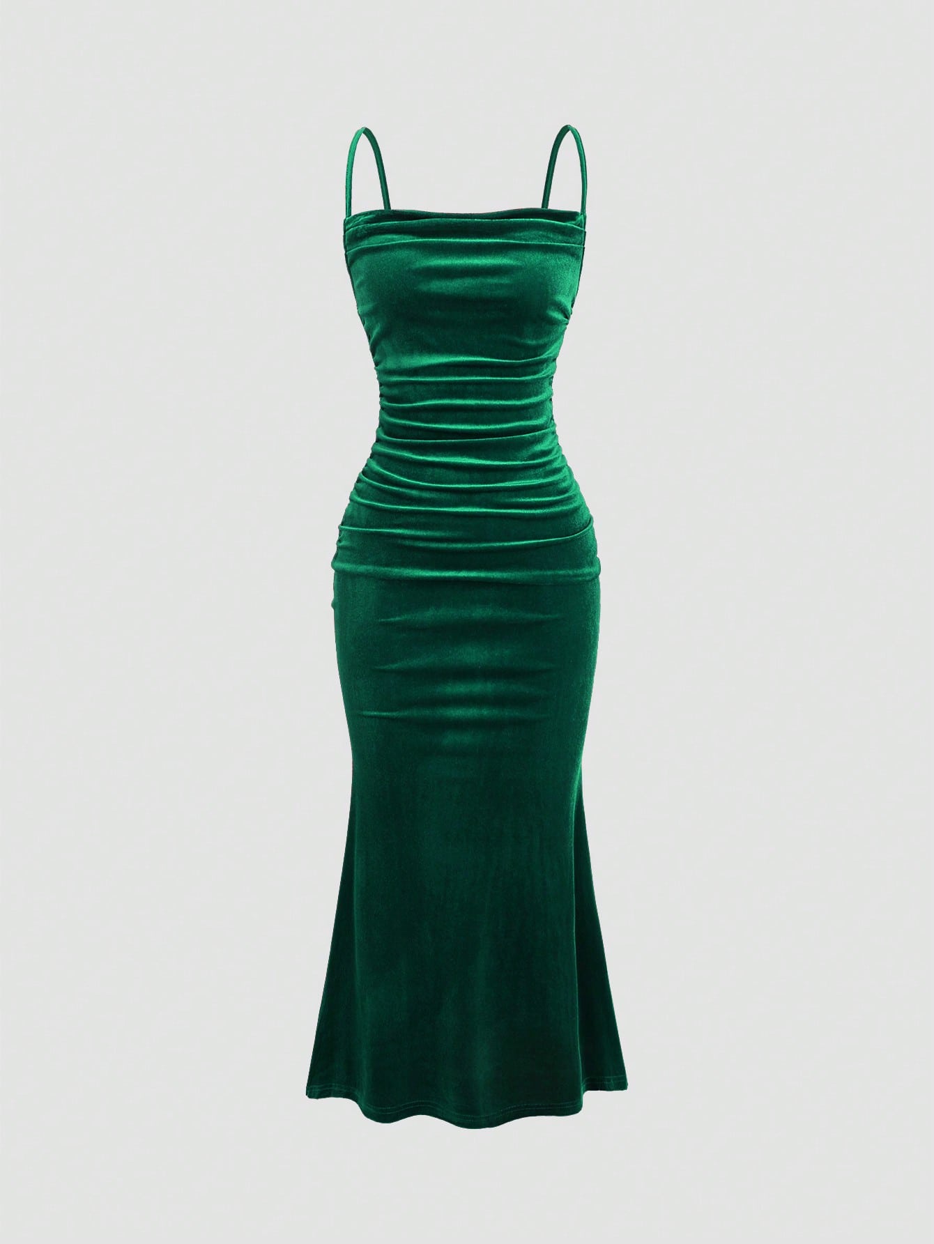 Sweetra 1pc Solid Color Pleated Fitted Elegant Sleeveless Tank Dress For Holiday Party Clothes Maxi Velvet Women Outfit