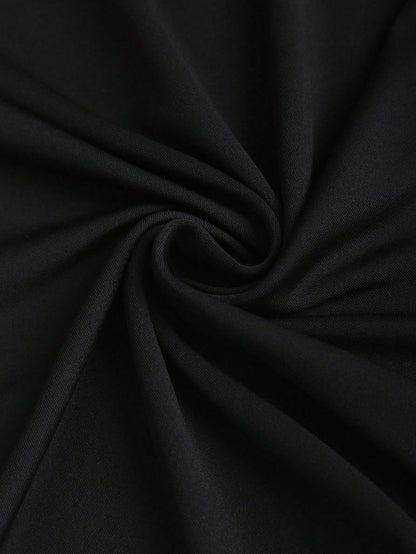 Sweetra Asymmetrical Neck Flutter Sleeve Sexy Black Bodycon Dress, Waist Cinched And Bodycon, Elegant French Style
