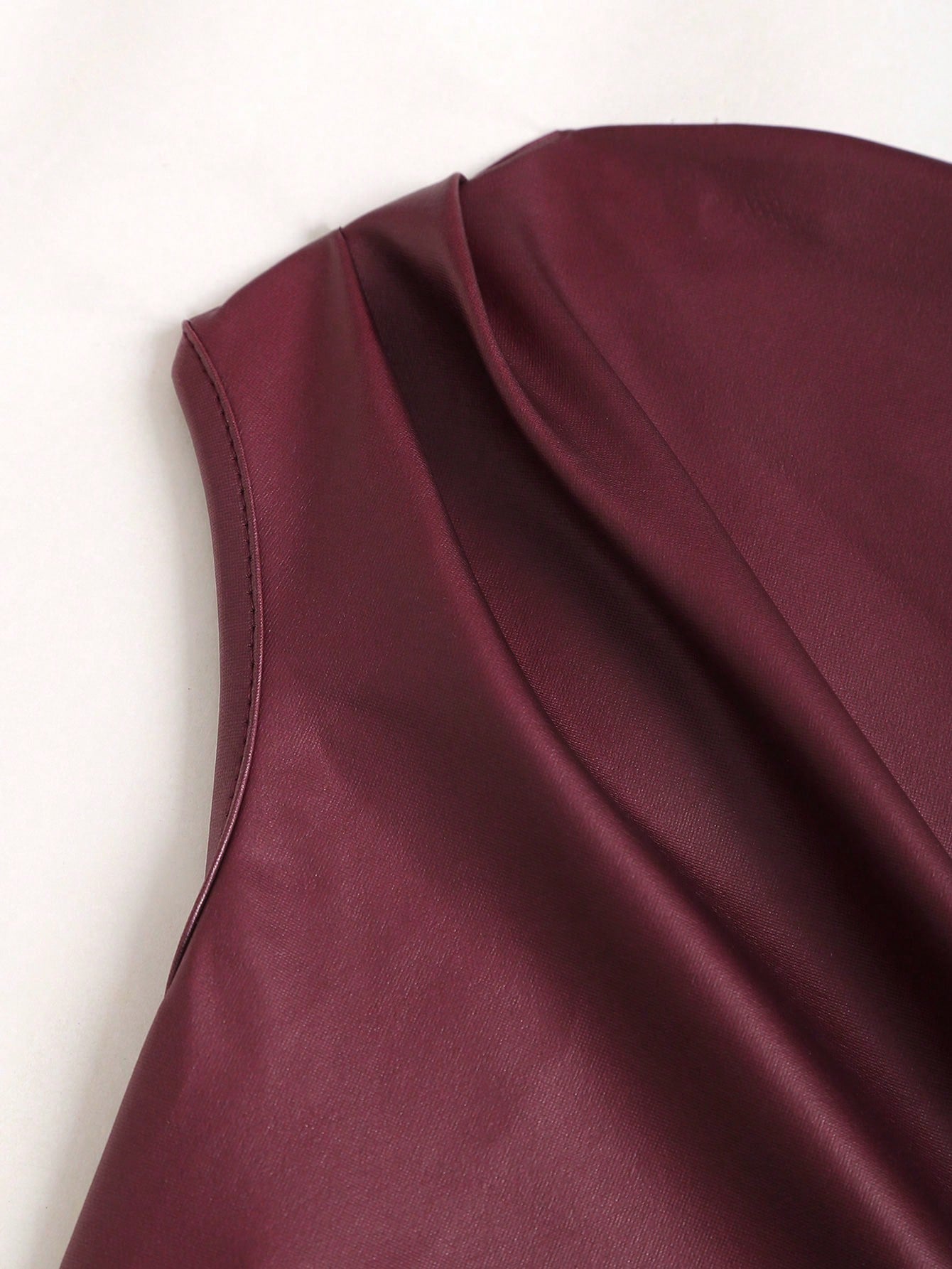 Sweetra Burgundy Autumn 70s Night Out Party Wine Red Coated Elastic Asymmetric Neck Ruched Waist Slim Fit Mini Dress,Side Ruffle Detail,Cocktail Commute Daily