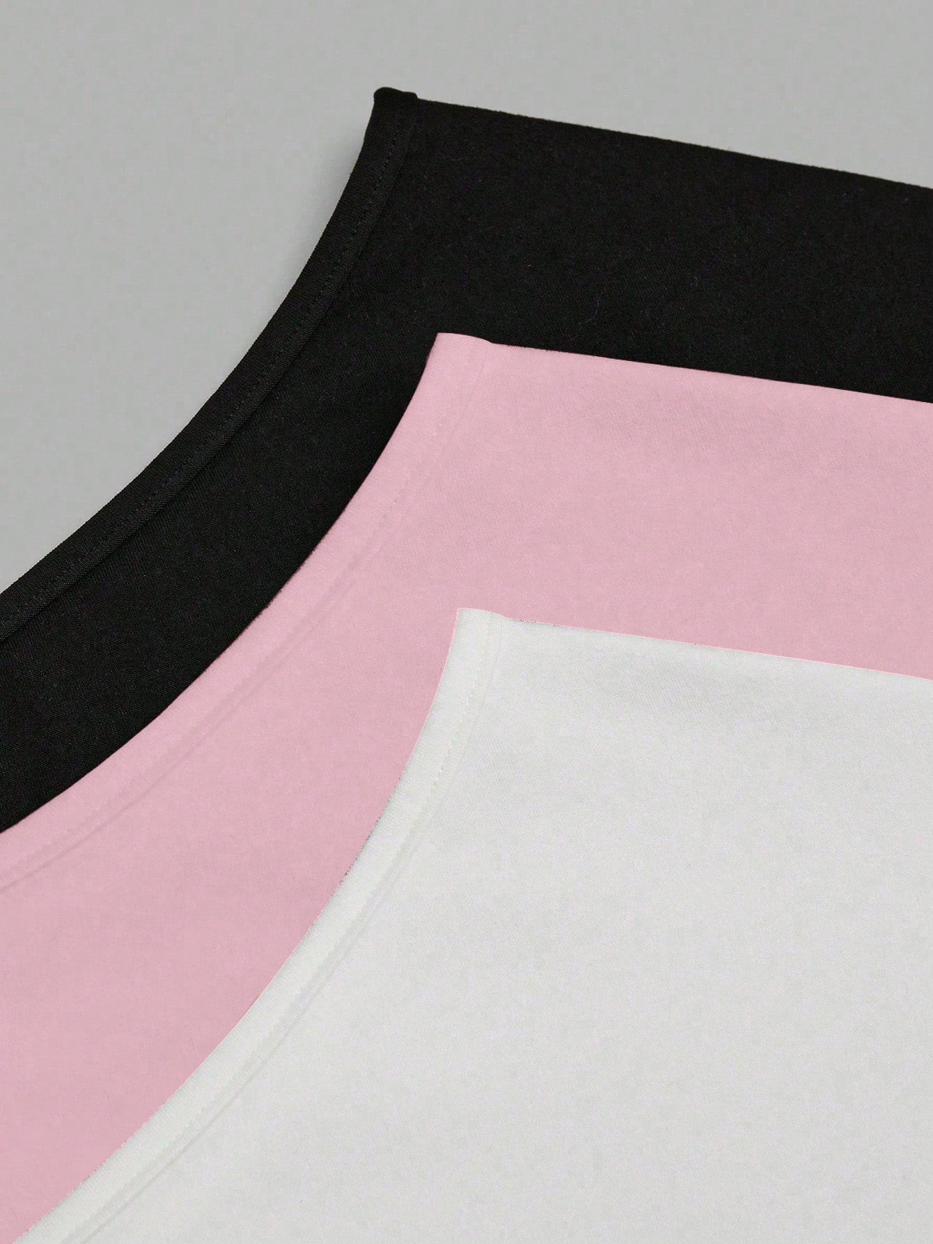 Sweetra CURVE Plus Size Summer Asymmetrical Shoulder Black White Grey 3 PiecesShort T-Shirt Set