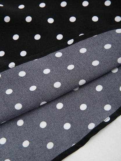 Sweetra Elegant Polka Dot Backless Halter Dress For Summer