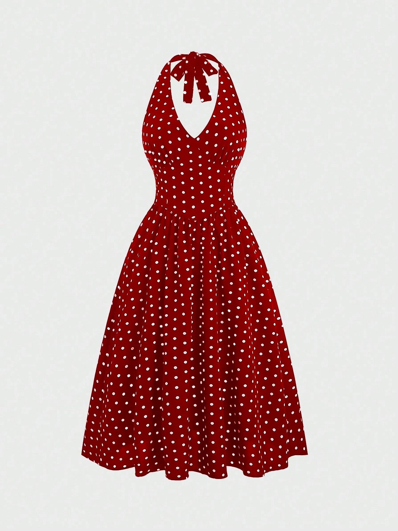 Sweetra Elegant Polka Dot Backless Halter Dress For Summer