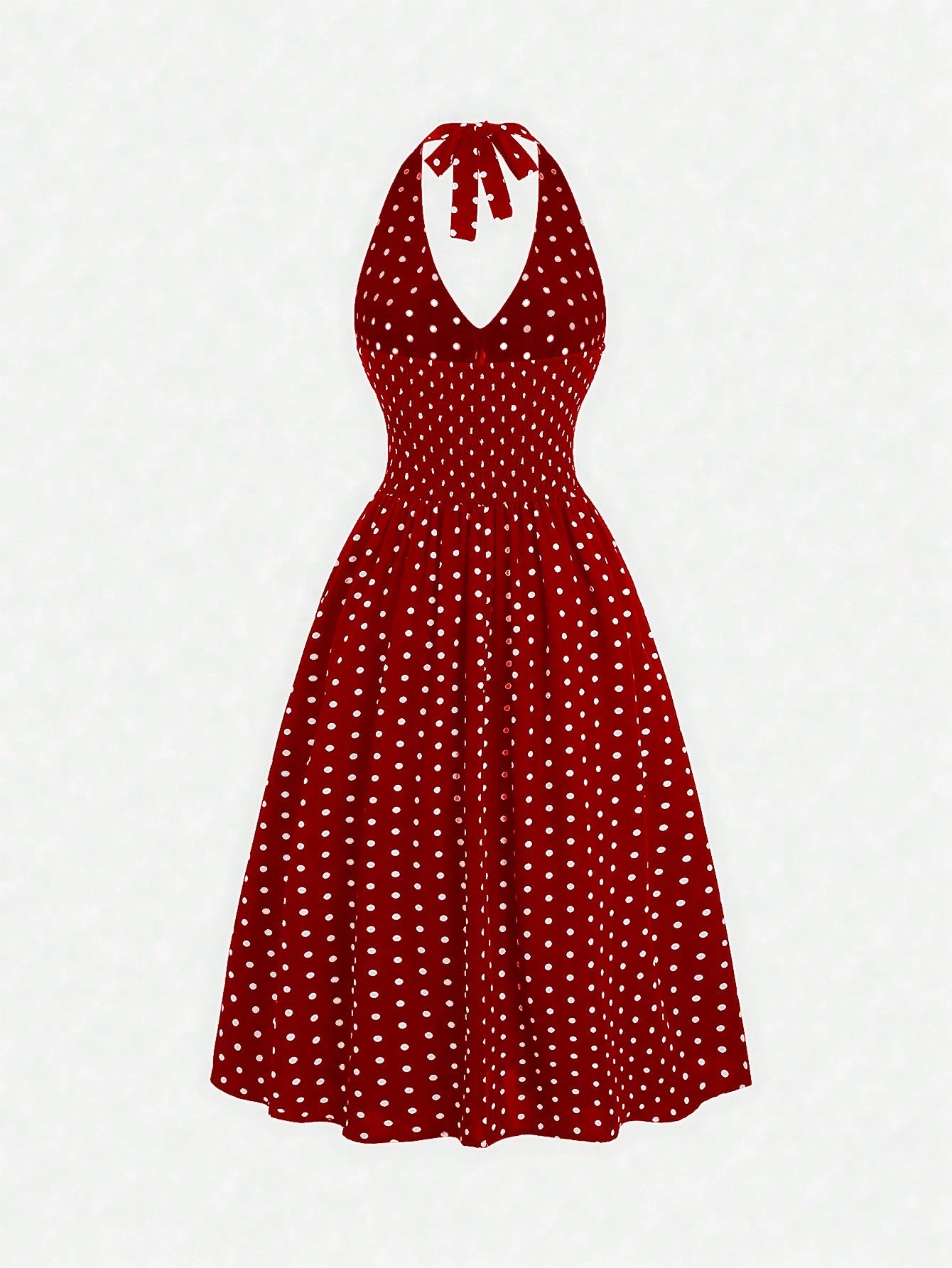 Sweetra Elegant Polka Dot Backless Halter Dress For Summer