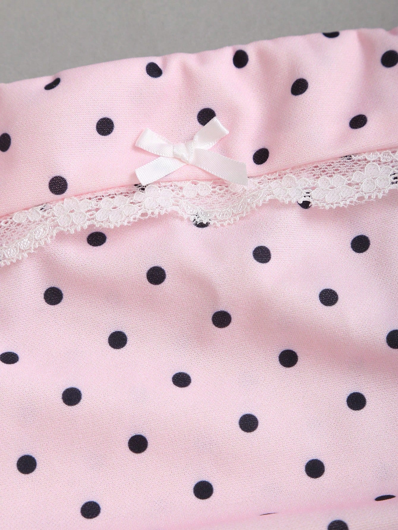 Sweetra Pink And Black Polka Dot Summer Cute Picnic Dress,French Lace Ruffle Bow Strapless Bodycon Cinched Waist Tiered Hem Elegant Ladies Sweet Style Dress