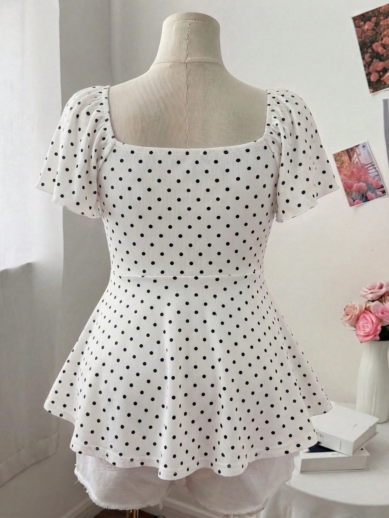 Sweetra Plus Size Women's Spring/Summer Square Neck Sweetheart Neck Drawstring Cap Sleeve Ruffle Sleeve Flutter Sleeve Small Ditsy Floral Casual Cute Elegant Vacation A-Line Elegant T-Shirt