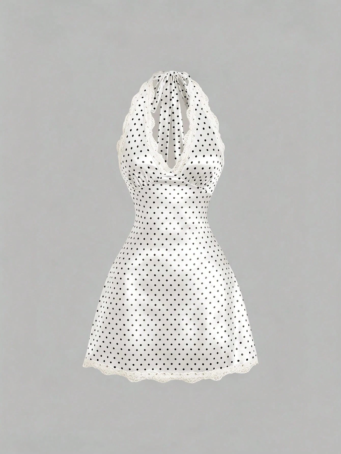 Sweetra Women's Elegant Vintage Polka Dot Satin Dress, Comfortable And Versatile For Beach Vacation, Spring/Summer