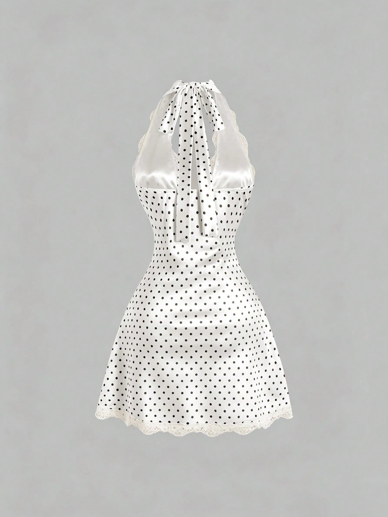 Sweetra Women's Elegant Vintage Polka Dot Satin Dress, Comfortable And Versatile For Beach Vacation, Spring/Summer