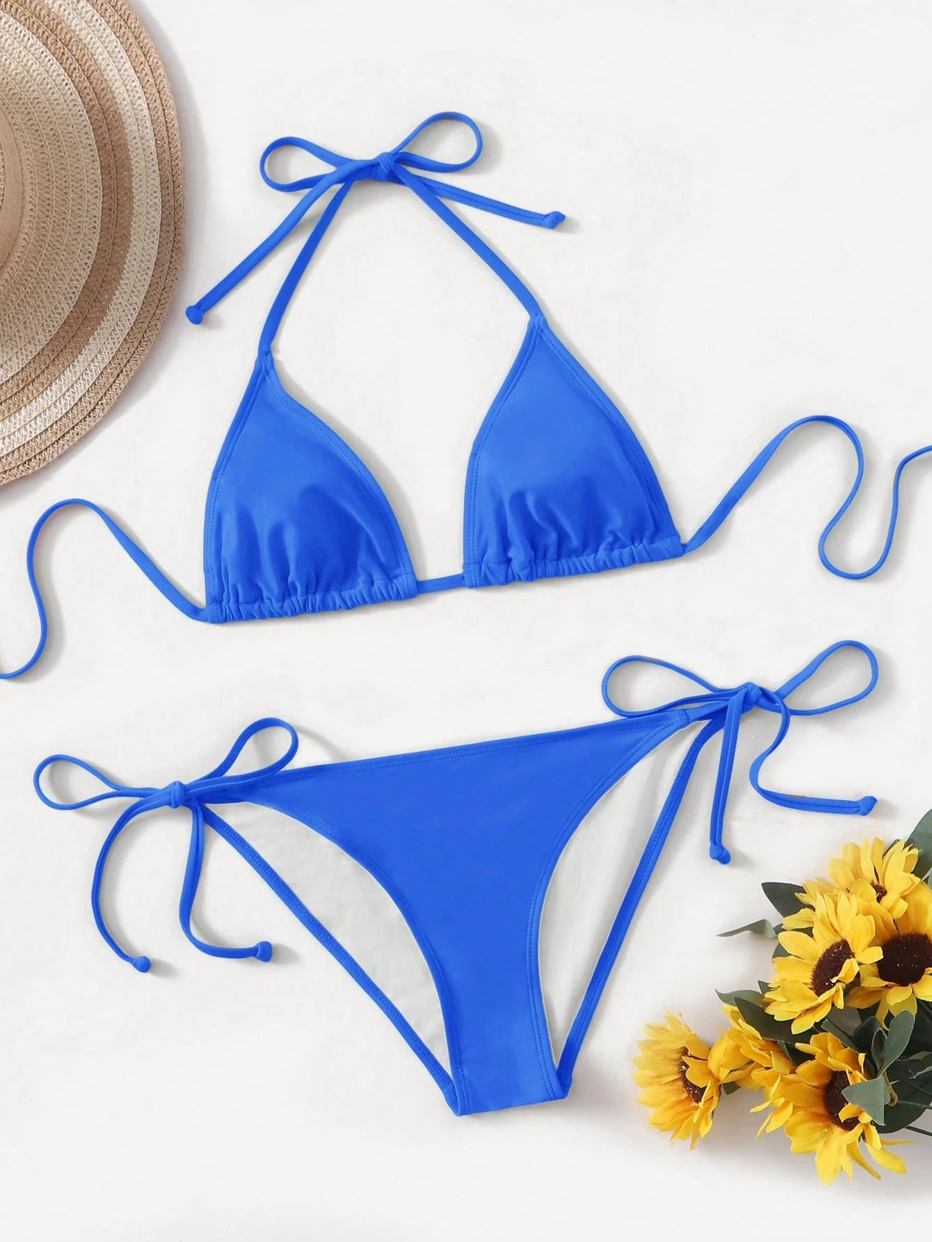 Swim 2025 Solid Color Halter Twist Bikini Swimwear