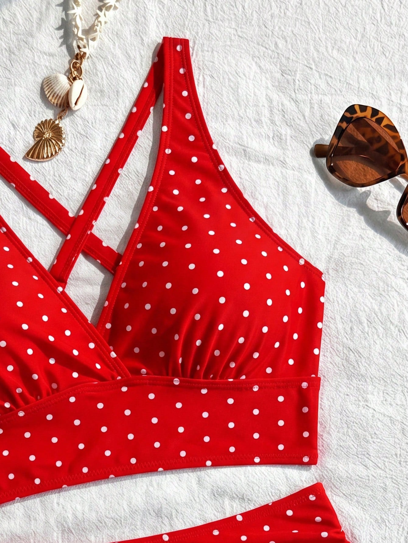 Swim Basics 2025 Women's Summer Beach Vacation Leopard Print V-Neck Tankini Bikini Set