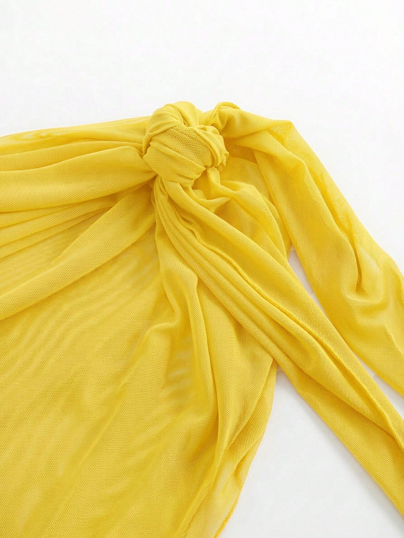 Swim Basics Holiday Beach Vacation Beach Vacation Holiday Yellow Tie-Up Cover-Up Skirt Set Summer Boho Casual