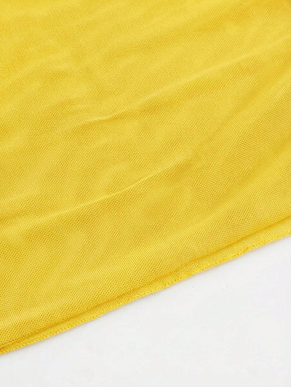 Swim Basics Holiday Beach Vacation Beach Vacation Holiday Yellow Tie-Up Cover-Up Skirt Set Summer Boho Casual