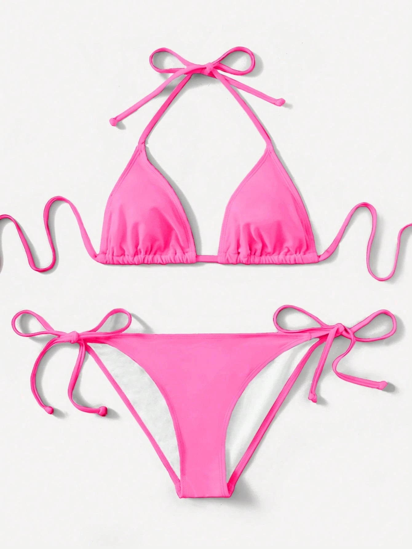 Swim Basics Hot Pink Bikini Set For Beach Beach Party Holiday Holiday Summer Sexy