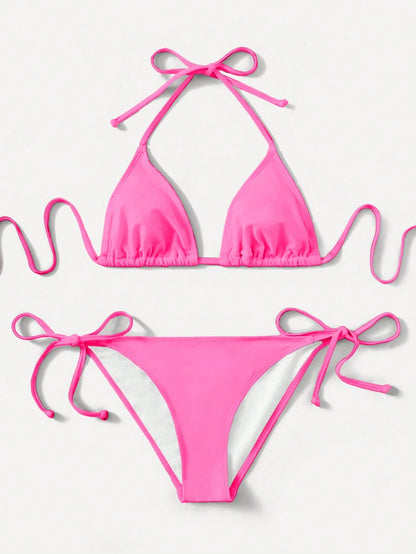 Swim Basics Hot Pink Bikini Set For Beach Beach Party Holiday Holiday Summer Sexy