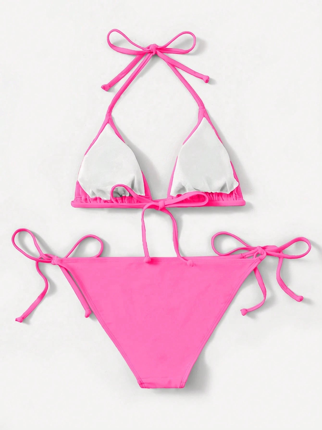 Swim Basics Hot Pink Bikini Set For Beach Beach Party Holiday Holiday Summer Sexy