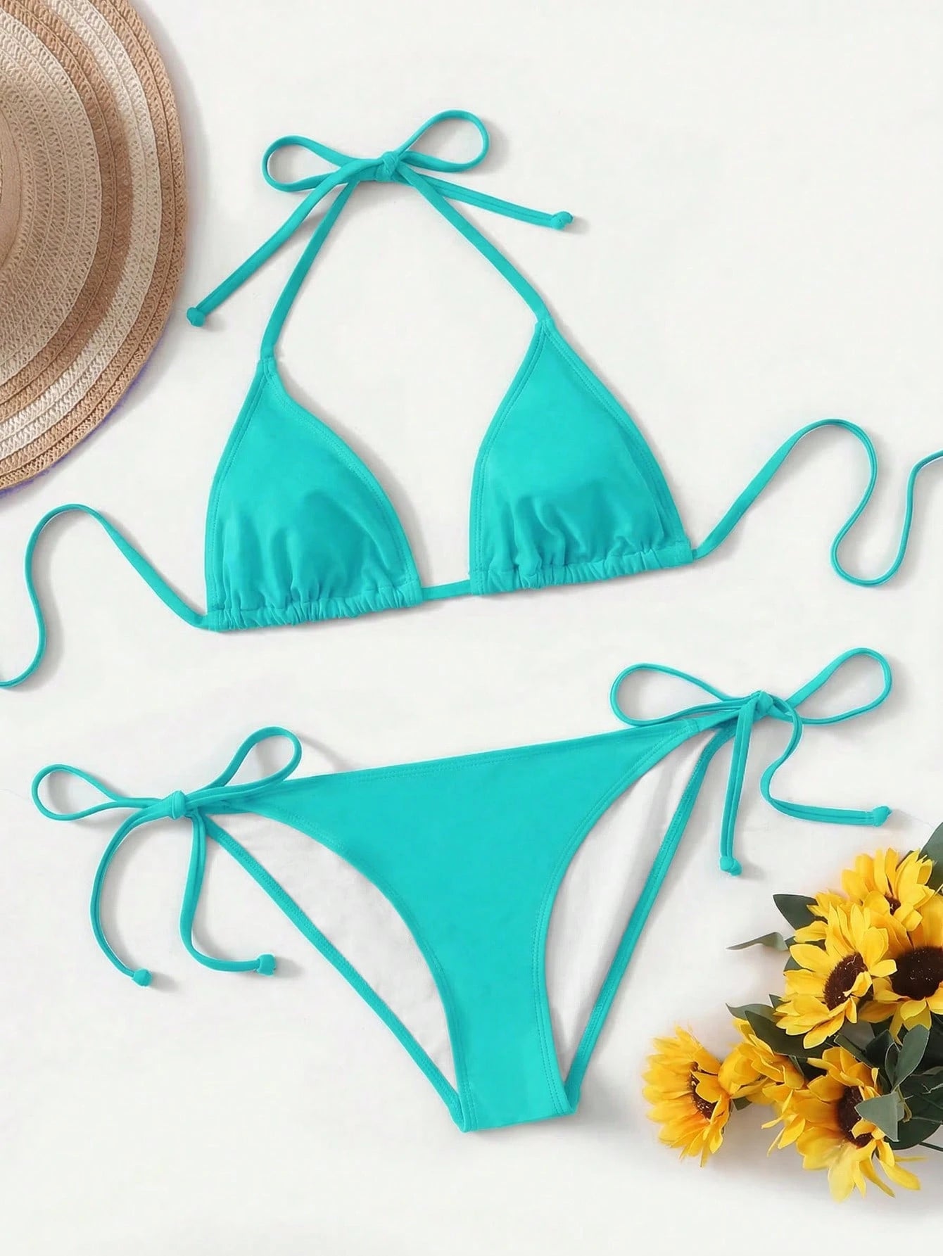 Swim Basics Solid Color Bikini For Beach Vacation