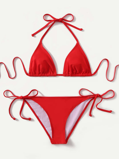 Swim Basics Solid Color Bikini For Beach Vacation