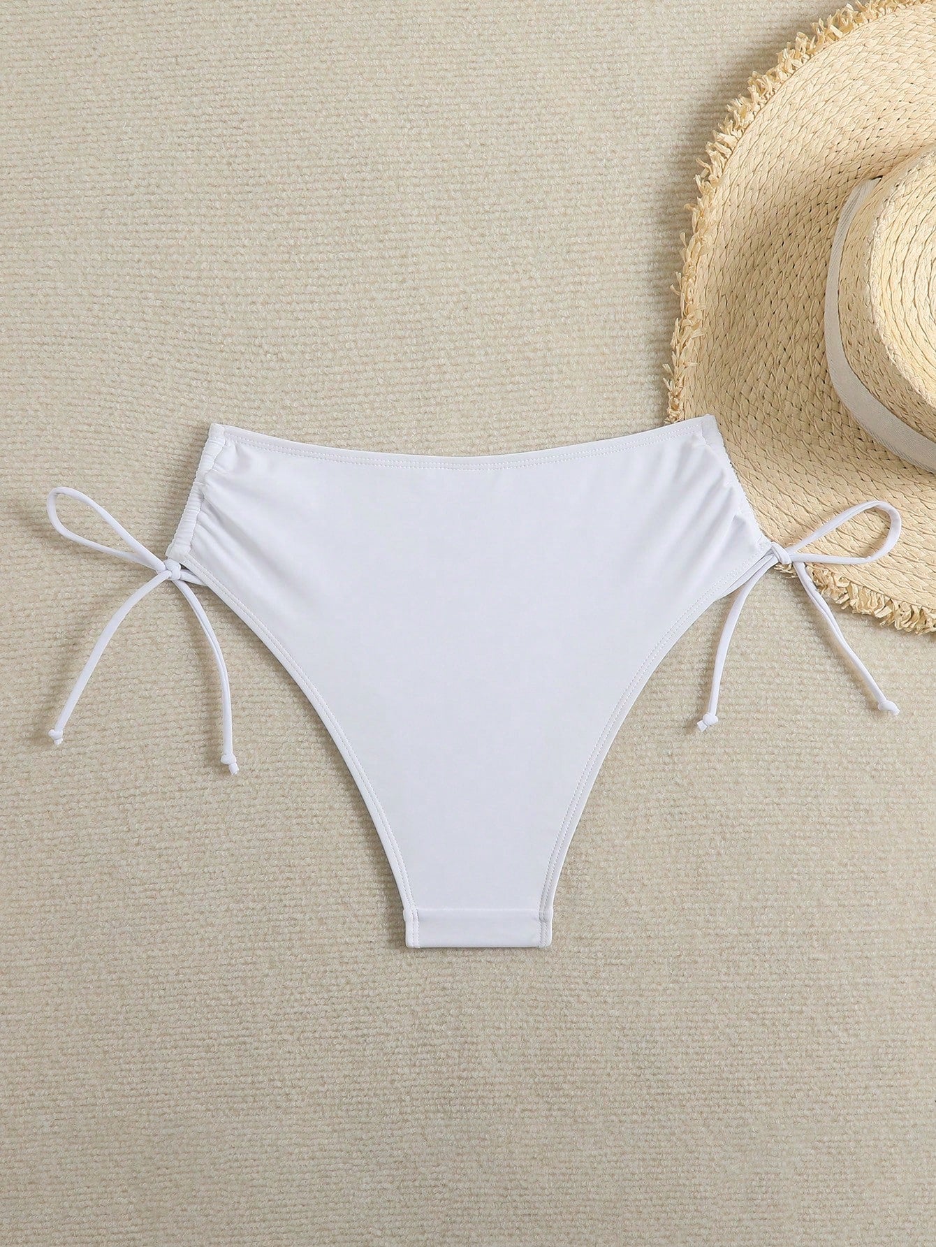 Swim Basics Solid Color Drawstring Waist Bottoms, Suitable For Beach, Summer